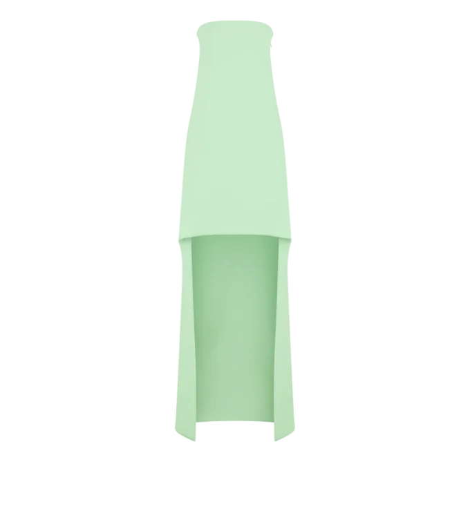Asymmetrische strapless cocktailjurk van dubbele georgette stretchzijde Asymmetrische strapless cocktailjurk van dubbele georgette stretchzijde