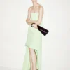 Asymmetrische strapless cocktailjurk van dubbele georgette stretchzijde Asymmetrische strapless cocktailjurk van dubbele georgette stretchzijde