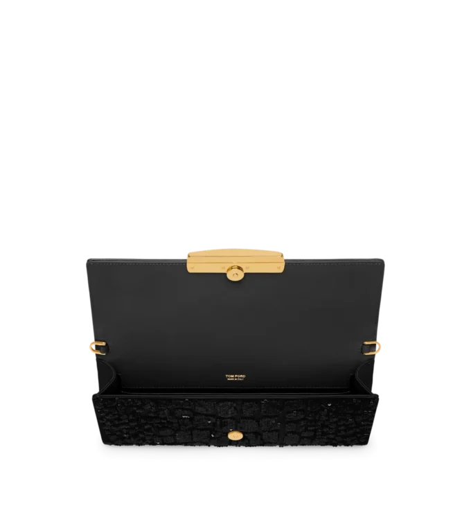 Bar-clutch met krokodillenprint en paillettenborduursel