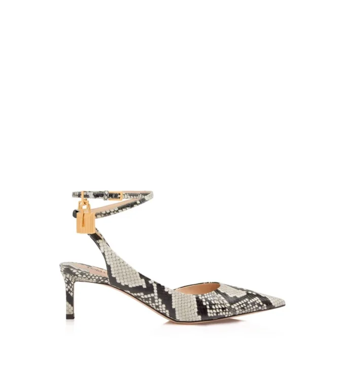 Bedrukte Python Padlock Slingback Bedrukte Python Padlock Slingback