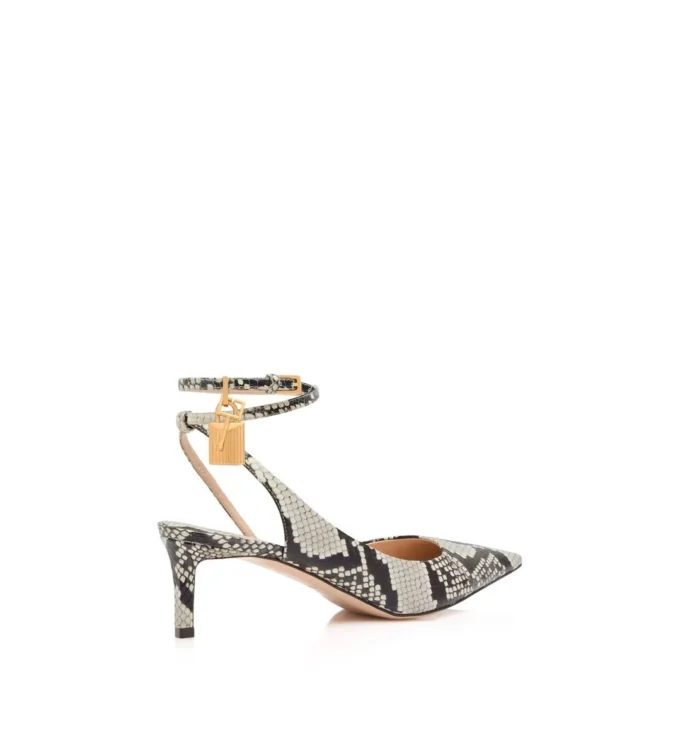 Bedrukte Python Padlock Slingback Bedrukte Python Padlock Slingback