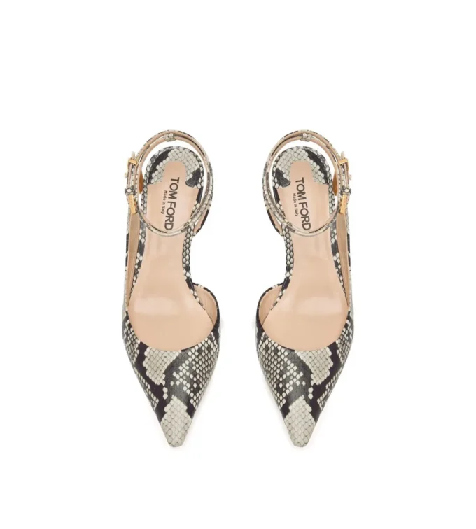 Bedrukte Python Padlock Slingback Bedrukte Python Padlock Slingback