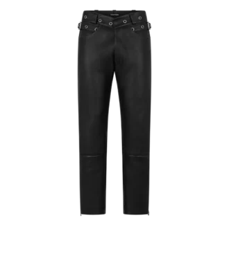 Bikerbroek van generfd leer