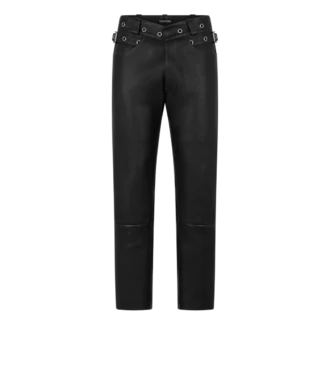 Bikerbroek van generfd leer