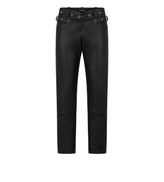 Bikerbroek van generfd leer Bikerbroek van generfd leer