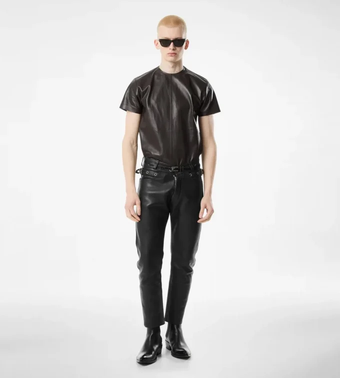 Bikerbroek van generfd leer Bikerbroek van generfd leer