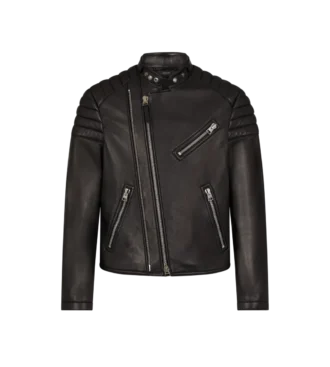 Bikerjack van generfd leer met ritssluiting