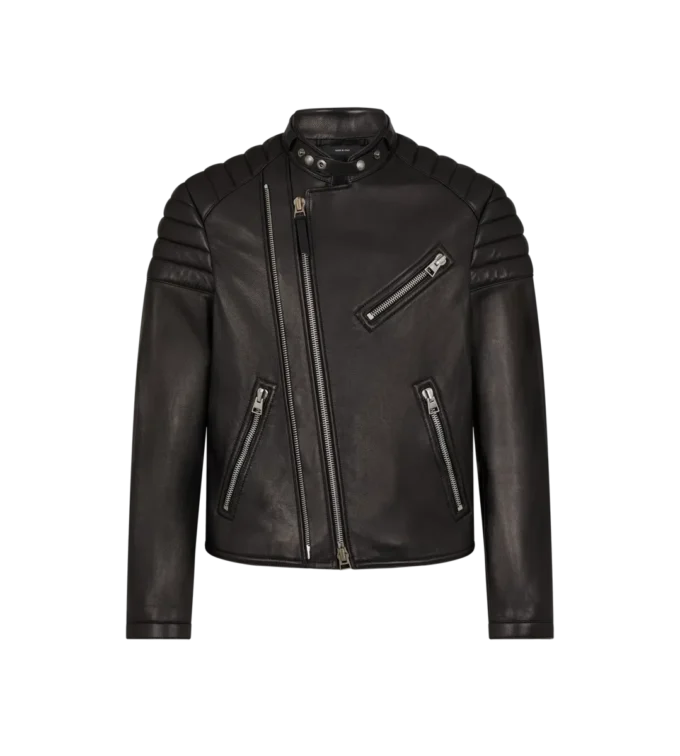 Bikerjack van generfd leer met ritssluiting Bikerjack van generfd leer met ritssluiting