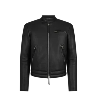 Bikerjack van generfd leer met ritssluiting
