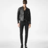 Bikerjack van generfd leer met ritssluiting Bikerjack van generfd leer met ritssluiting