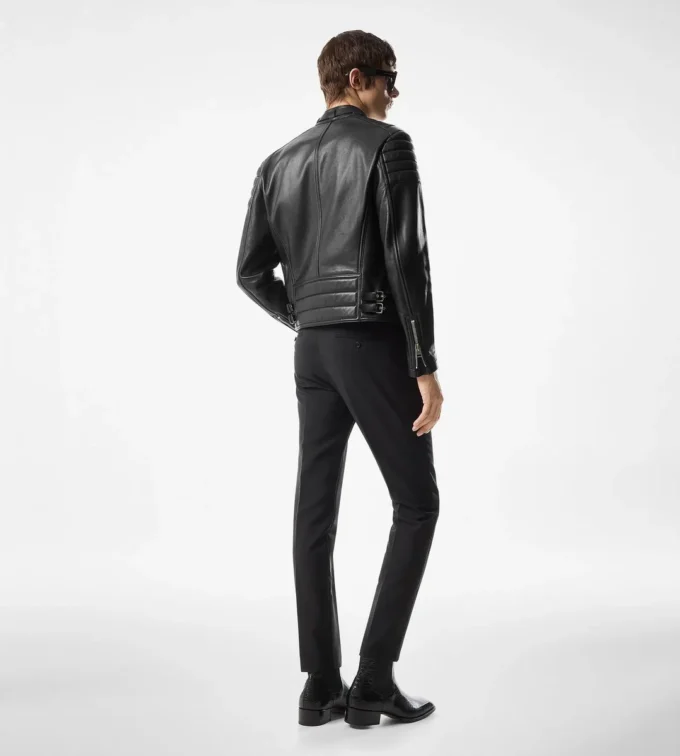 Bikerjack van generfd leer met ritssluiting Bikerjack van generfd leer met ritssluiting