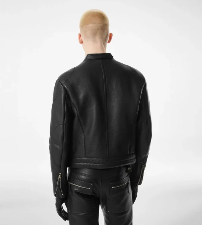 Bikerjack van generfd leer met ritssluiting Bikerjack van generfd leer met ritssluiting