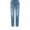 Blauwe stretch straight fit selvedge denim