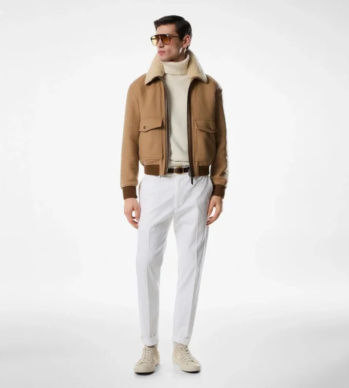 Blouson met dubbele, afneembare schapenvachtkraag