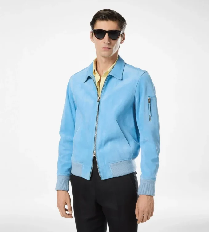 Blouson met kraag van kasjmier suède Blouson met kraag van kasjmier suède