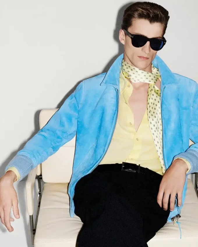 Blouson met kraag van kasjmier suède Blouson met kraag van kasjmier suède