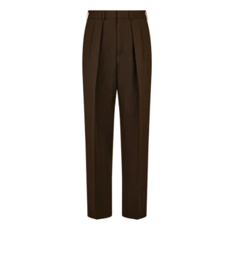 Broek met dubbele plooi van gebroken twill