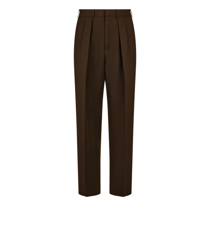 Broek met dubbele plooi van gebroken twill Broek met dubbele plooi van gebroken twill