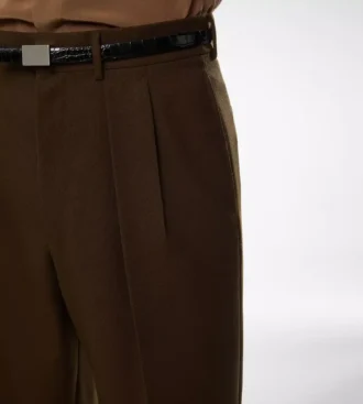 Broek met dubbele plooi van gebroken twill