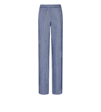 Broek van zijden georgette met borduursels van pailletten