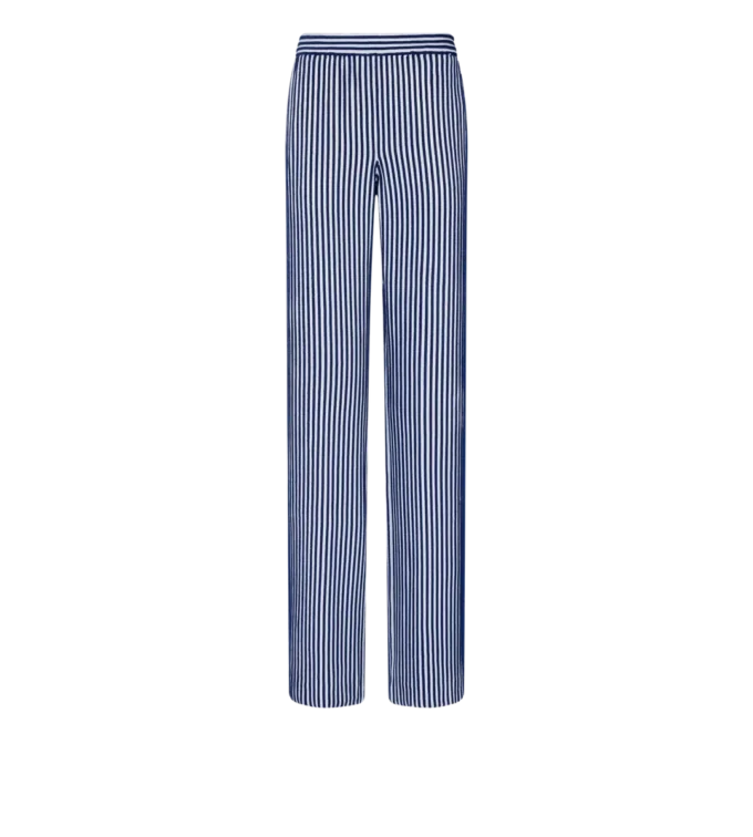 Broek van zijden georgette met borduursels van pailletten Broek van zijden georgette met borduursels van pailletten