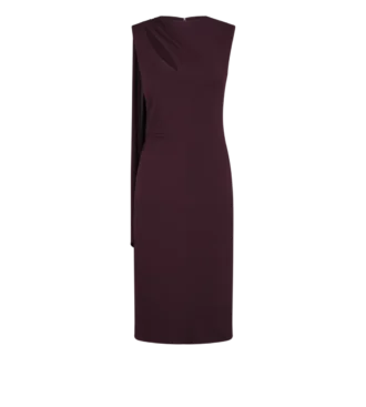 Cocktailjurk met uitsnijding en sjaal detail
