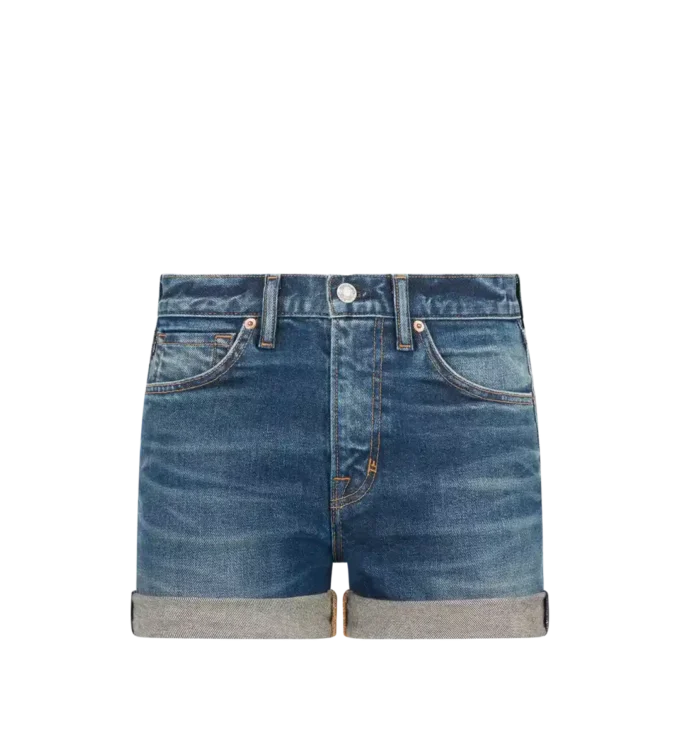 Comfortabele stonewashed denim short Comfortabele stonewashed denim short