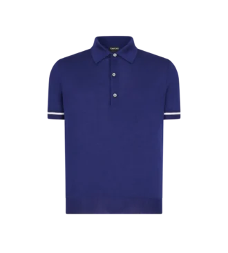 Contrast Piping Cashmere Silk Polo