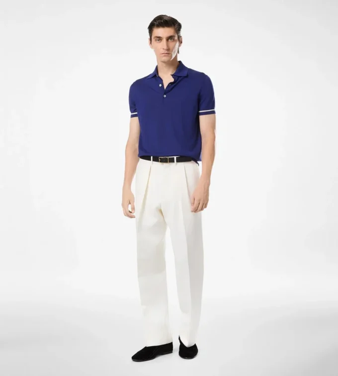 Contrast Piping Cashmere Silk Polo Contrast Piping Cashmere Silk Polo