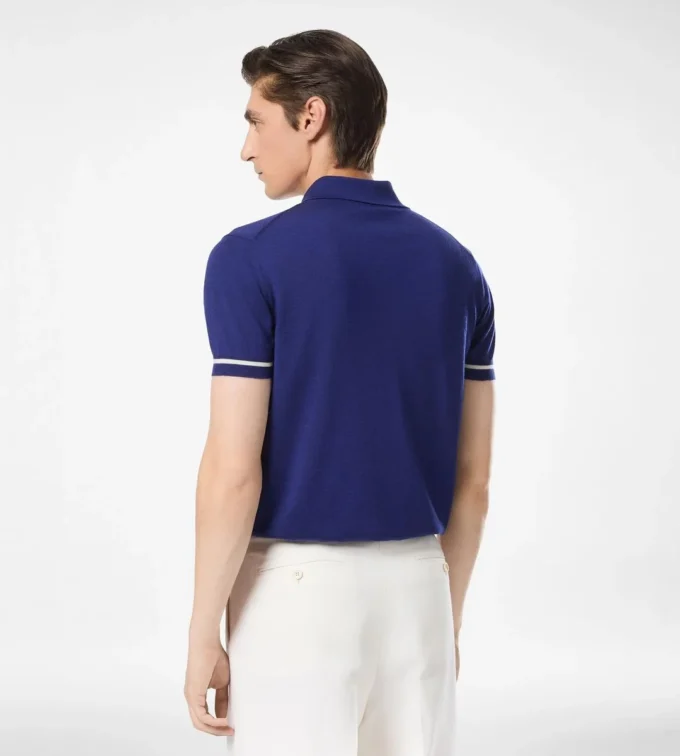 Contrast Piping Cashmere Silk Polo Contrast Piping Cashmere Silk Polo