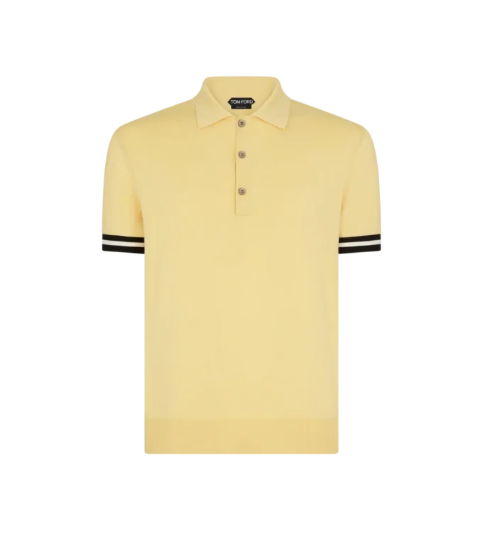 Contrasterende katoenen zijden polo met biezen