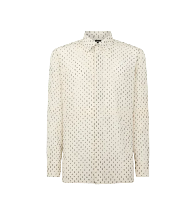 Crepe De Chine Paisley Print Fluid Fit Shirt Crepe De Chine Paisley Print Fluid Fit Shirt