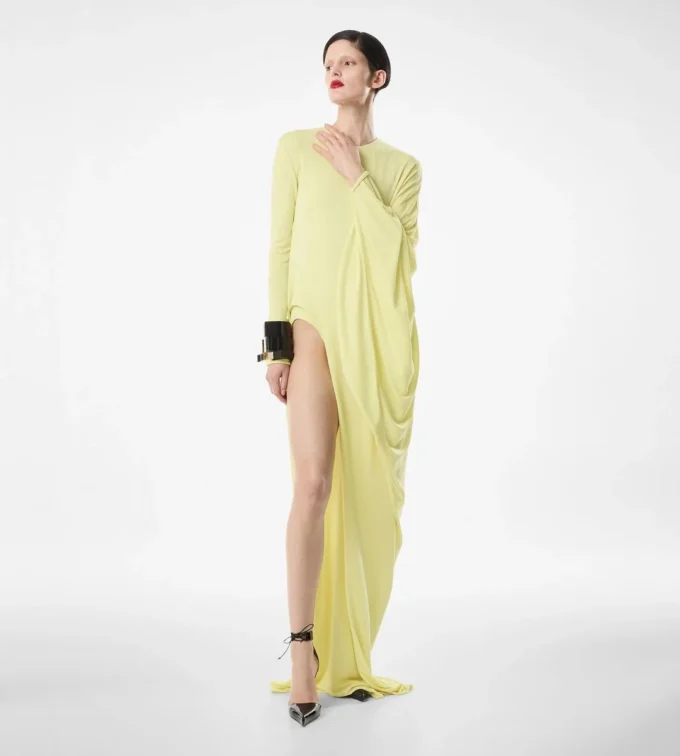 Crepe Jersey avondjurk met lange mouwen
