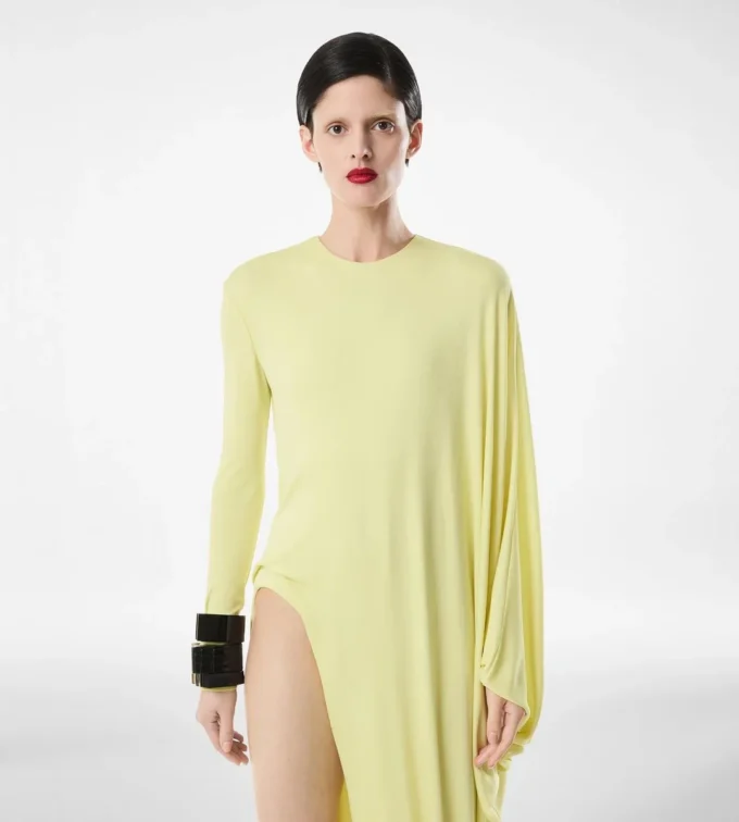 Crepe Jersey avondjurk met lange mouwen