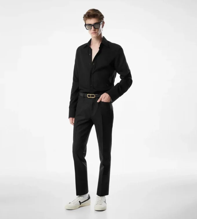 Crepe satijnen slim fit overhemd