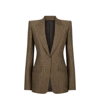 Croco Jacquard jasje met enkele rij knopen en revers