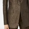 Croco Jacquard jasje met enkele rij knopen en revers Croco Jacquard jasje met enkele rij knopen en revers