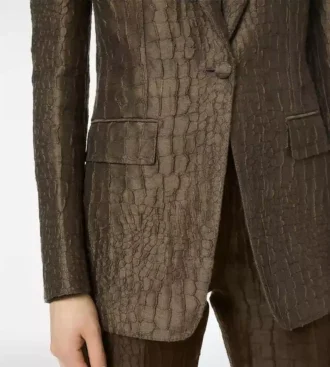 Croco Jacquard jasje met enkele rij knopen en revers