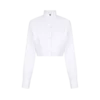 Cropped shirt van gebonden katoen-zijde mix popeline Cropped shirt van gebonden katoen-zijde mix popeline