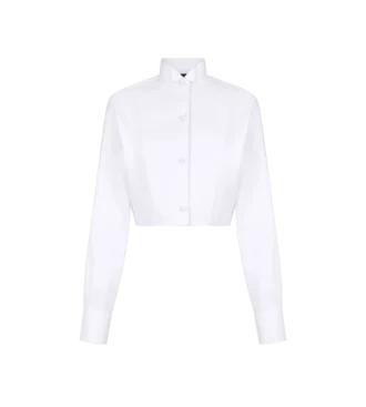 Cropped shirt van gebonden katoen-zijde mix popeline