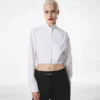 Cropped shirt van gebonden katoen-zijde mix popeline Cropped shirt van gebonden katoen-zijde mix popeline