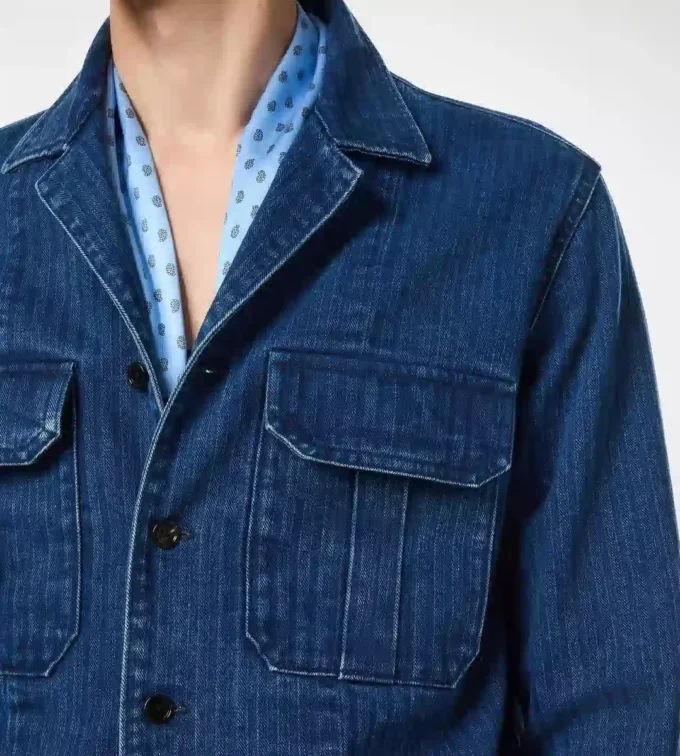 Denim overshirt met visgraatmotief Denim overshirt met visgraatmotief