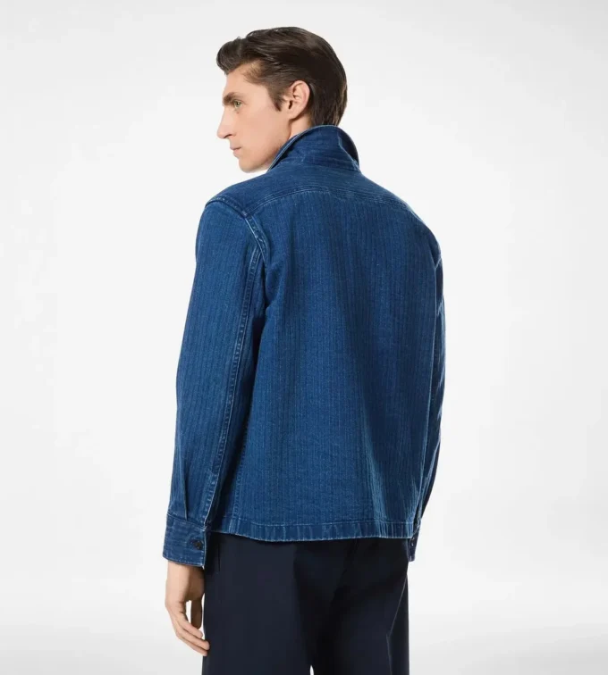 Denim overshirt met visgraatmotief Denim overshirt met visgraatmotief