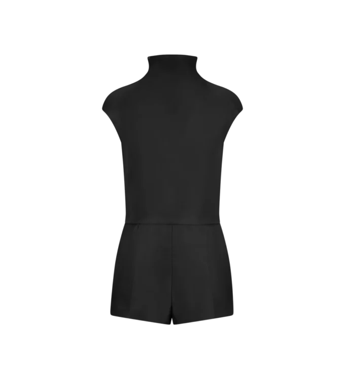 Dubbele zijden duchesse playsuit met uitsnijding