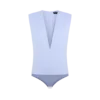 Dubbelzijdige bodysuit van lichte wol met V-hals Dubbelzijdige bodysuit van lichte wol met V-hals