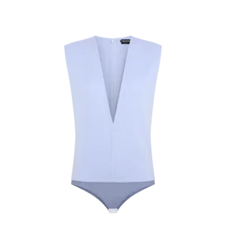 Dubbelzijdige bodysuit van lichte wol met V-hals