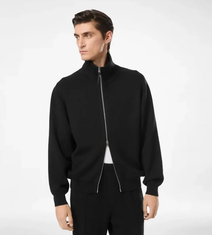 Dubbelzijdige wollen jas met volledige ritssluiting