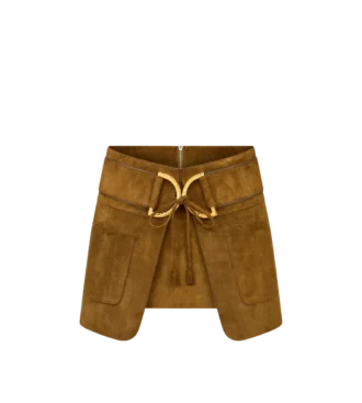 Fluwelen suède minirok met D-ringdetails