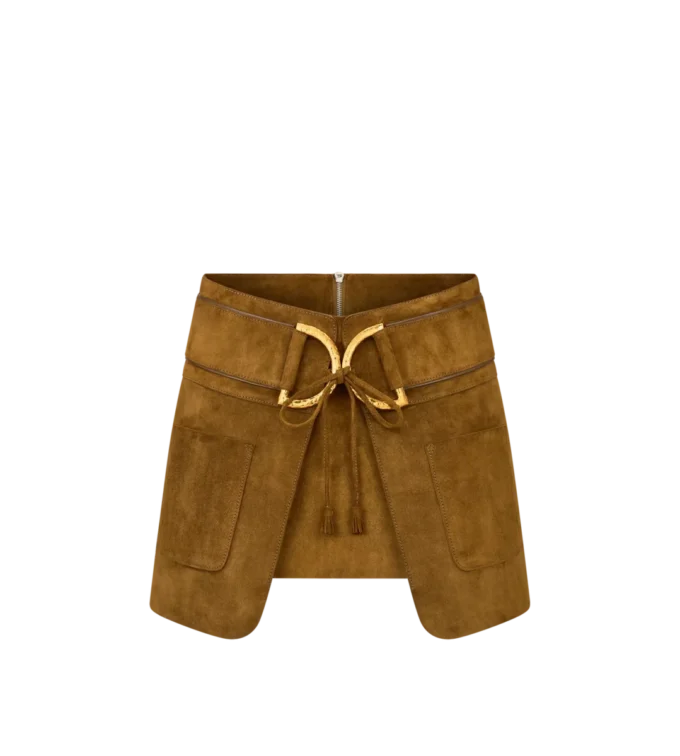 Fluwelen suède minirok met D-ringdetails