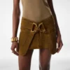 Fluwelen suède minirok met D-ringdetails